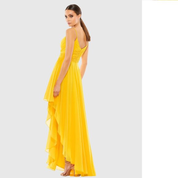 Yellow Asymmetrical Hem Chiffon Maxi Dress Size 0 Yellow New With Tags - Picture 3 of 3
